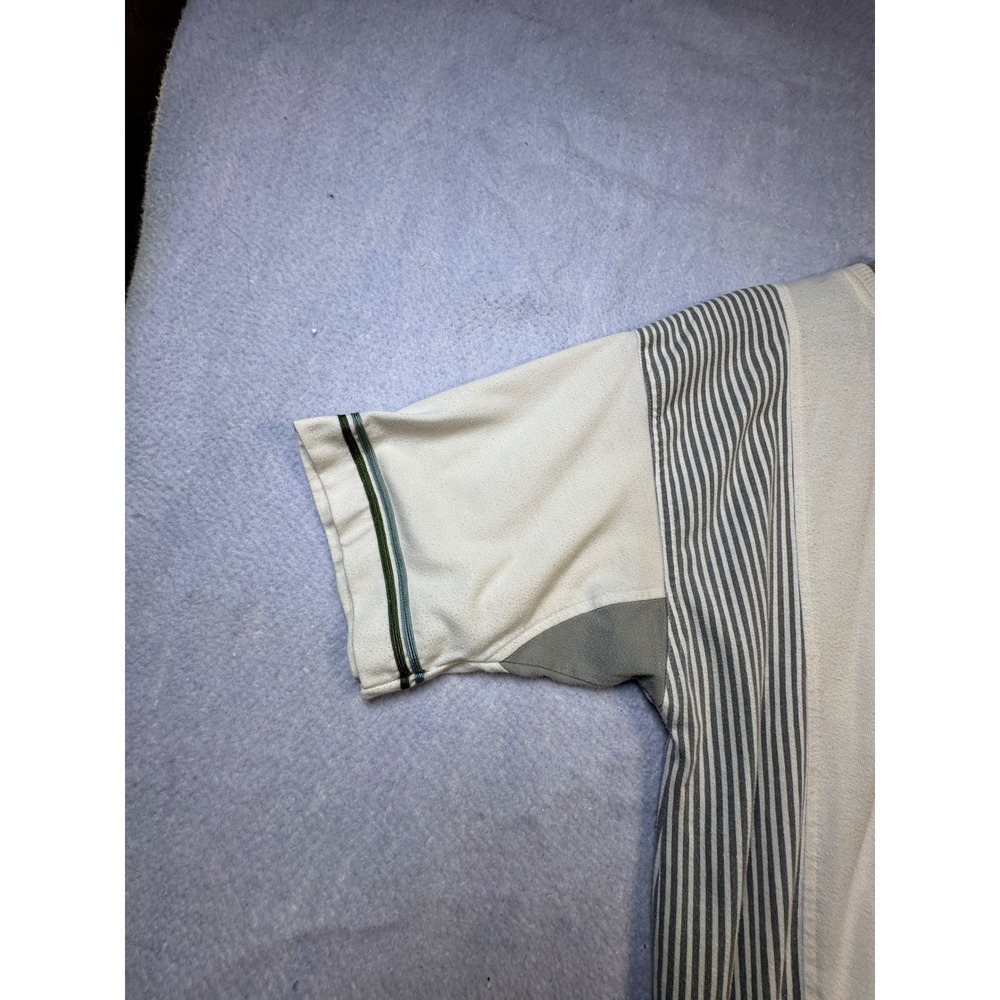 Vintage Le Tigre Mens Colorblock Striped Knit Pocket Shirt Cream Grey Size M - Picture 5 of 7